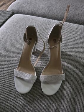 Life Stride Silver Glitter Ankle-Strap Heeled Sandals